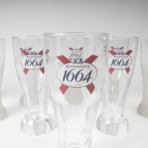 Kronenbourg Embossed 1664 Pint Glasses, Clear and Frosted (Set of 10) - Picture 1 of 7